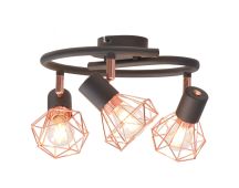 vidaXL Ceiling Lamp with 3 Spotlights E14 Black and Copper