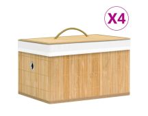 vidaXL Bamboo Storage Boxes 4 pcs