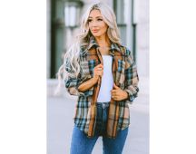 Azura Exchange Color Block Plaid Shirt with Buttoned Details - XL