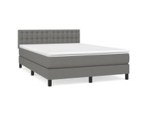 vidaXL Box Spring Bed with Mattress Dark Grey 153x203 cm Queen Size Fabric