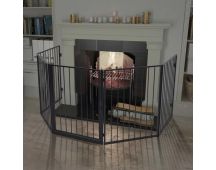 vidaXL Pet Fireplace Fence Steel Black