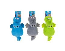 Chompers- Animals Plush dog toys with squeaker Grey/Blue/Green Croc 30CM -(1pc Random Colour)