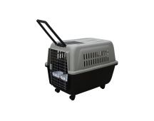 YES4PETS Large Plastic Kennels Pet Carrier Dog Cat Cage Crate With Handle and Wheel Black