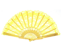 LACE FAN Hand Folding Wedding Party Bridal Spanish Costume Accessory - Yellow