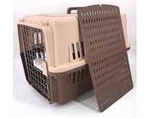 YES4PETS Large Airline Dog Cat Crate Pet Carrier Cage With Tray And Bowl Brown