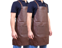 2x Pierre Cardin Professional Leather Apron Butcher Woodwork Barber Chef - Brown