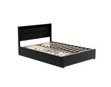 Artiss Bed Frame Double Size LED with 4 Drawers Black DUNN