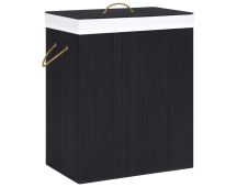vidaXL Bamboo Laundry Basket with 2 Sections Black 100 L