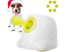 Automatic Ball Launcher Throwing Machine Dog Toys Interactive Tennis Pet 6Balls