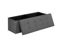 SONGMICS 110cm Folding Storage Ottoman Bench Foot Rest Stool Dark Gray
