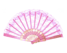 LACE FAN Hand Folding Wedding Party Bridal Spanish Costume Accessory - Light Pink