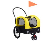 vidaXL 2-in-1 Pet Bike Trailer and Jogging Stroller Yellow and Black