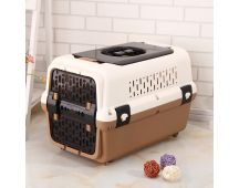 YES4PETS Large Dog Cat Crate Pet Rabbit Carrier Travel Cage With Tray & Window Brown