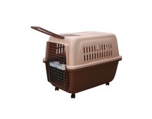 YES4PETS Large Plastic Kennels Pet Carrier Dog Cat Cage Crate With Handle and Wheel Brown