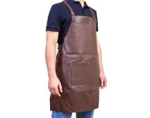 Pierre Cardin Professional Leather Apron Butcher Woodwork Hairdressing Barber Chef - Brown