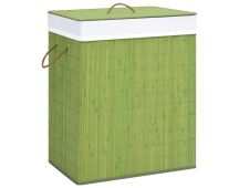 vidaXL Bamboo Laundry Basket with 2 Sections Green 100 L