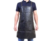 Pierre Cardin Professional Leather Apron Butcher Woodwork Hairdressing Barber Chef - Black