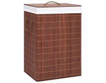 vidaXL Bamboo Laundry Basket with 2 Sections Brown 72 L
