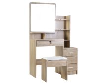 Artiss Dressing Table Stool Set 4 Drawers Oak