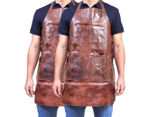 2x Pierre Cardin Professional Leather Apron Butcher Woodwork Barber - Cognac