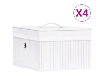 vidaXL Bamboo Storage Boxes 4 pcs White