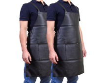 2x Pierre Cardin Professional Leather Apron Butcher Woodwork Barber Chef - Black