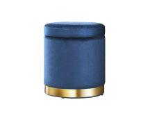 Artiss Ottoman Storage Foot Stool Round Velvet Navy