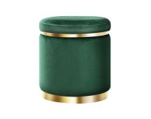 Artiss Ottoman Foot Stool Round Velvet Green