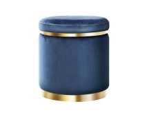 Artiss Ottoman Foot Stool Round Velvet Navy