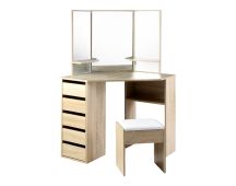 Artiss Dressing Table Stool Set Corner 5 Drawers Oak