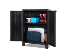 Gardeon Outdoor Storage Cabinet Box 92cm Lockable Cupboard Sheds Garage Adjustable Black