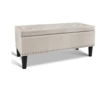 Artiss Storage Ottoman Blanket Box 96cm Linen Taupe