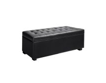 Artiss Storage Ottoman Blanket Box 97cm Leather Black