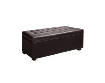 Artiss Storage Ottoman Blanket Box 97cm Leather Brown