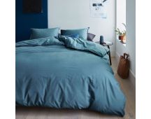 Organic Cotton Basic Blue Grey Quilt Cover Sets by Bedding House Queen