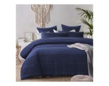 Betty Dark Denim Quilt Cover by Vintage Design Homeware Queen