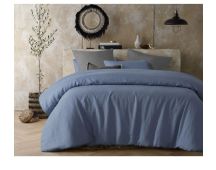 Hemp Quilt Sky Blue Cover by Vintage Design Homeware Queen