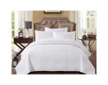 Pure White 100% Cotton Quilted 3 pcs Bedspread Coverlet Set King