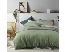 French Linen Sage Quilt Cover by Vintage Design Homeware Double