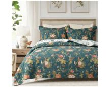 Winter Garden 100% Cotton Quilted 2 pcs Bedspread Coverlet Set King Single