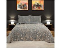 Stone Wash Gun Metal 100% Cotton Quilted 3 pcs Bedspread Coverlet Set Queen