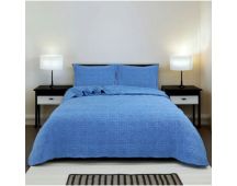 Blue Perennial 100% Cotton Quilted 3 pcs Bedspread Coverlet Set King