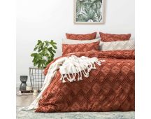 Medallion Cotton Vintage Washed Tufted Auburn Quilt Cover Set by Park Avenue Super King