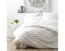 Chenille Wave 100% Cotton Vintage Washed White Tufted Quilt Cover Set by Cloud Linen Queen