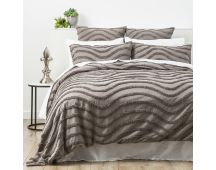 Chenille Wave 100% Cotton Vintage Washed Grey Tufted Quilt Cover Set by Cloud Linen Queen