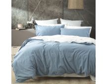 Essentials Vintage Stone Washed Reversible Blue Quilt Cover Set by Renee Taylor Queen