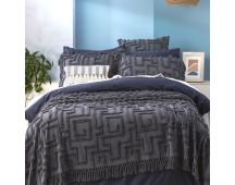 Riley 100% Cotton Vintage Washed Tufted Slate Bed Cover Set by Renee Taylor Queen/King