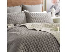 Diamante Vintage Stone Washed Cotton Reversible Quilted Charcoal Coverlet Set by Renee Taylor Queen/King