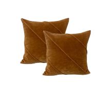 Trova Wood Twin Pack Cotton Velvet Cushion Polyester Filled by Cloud Linen