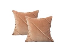 Trova Blush Twin Pack Cotton Velvet Cushion Polyester Filled by Cloud Linen